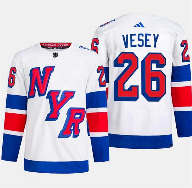 Mens New York Rangers #26 Jimmy Vesey White 2024 Stadium Series Stitched Jersey Dzhi